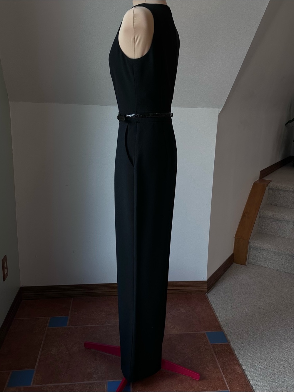 Vince Camuto Jumpsuit Women’s 6 Black Sleeveless Wide Leg V Neck Career Cocktail - Picture 4 of 13